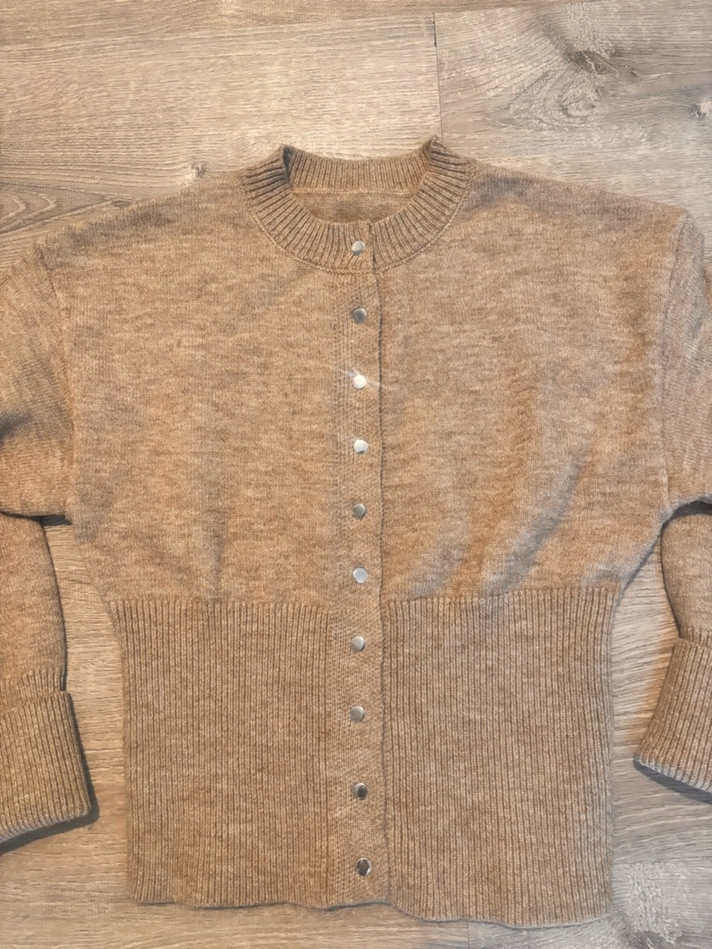 Women’s Cozy Button-Accent Sweater Cardigan - Tan